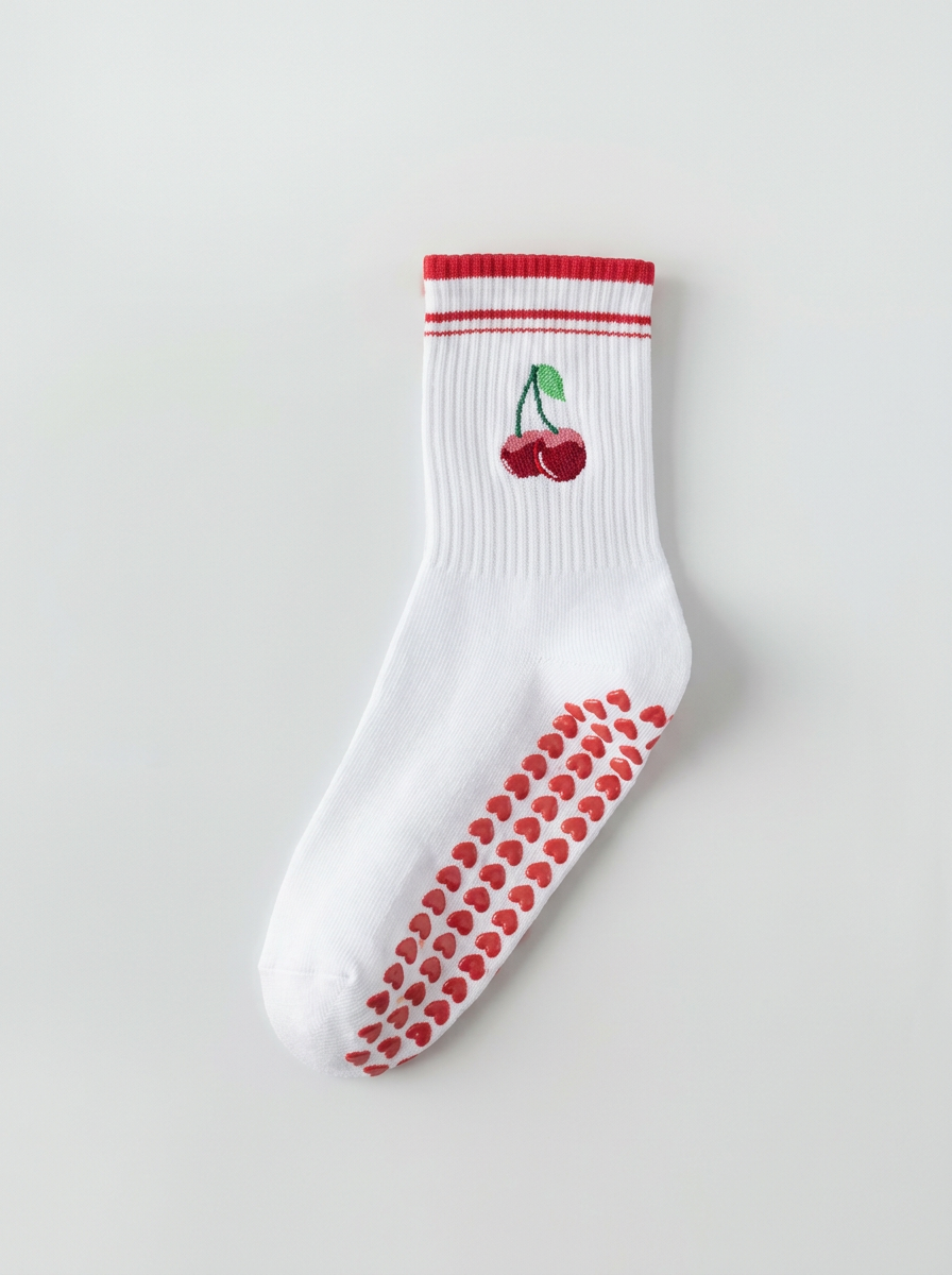 RED CHERRY PILATES GRIP SOCKS