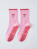 PINK BOW PILATES GRIP SOCKS