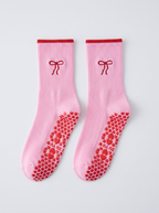 PINK BOW PILATES GRIP SOCKS