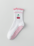 PINK CHERRY PILATES GRIP SOCKS