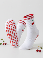 RED CHERRY PILATES GRIP SOCKS