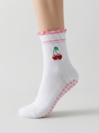 PINK CHERRY PILATES GRIP SOCKS